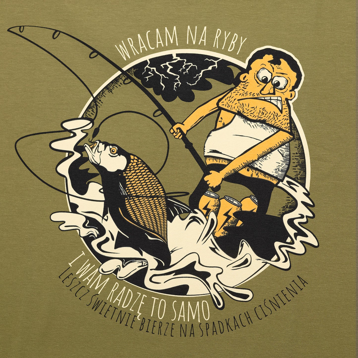Koszulka zielona – wędkarska Janusz – wracam na ryby
