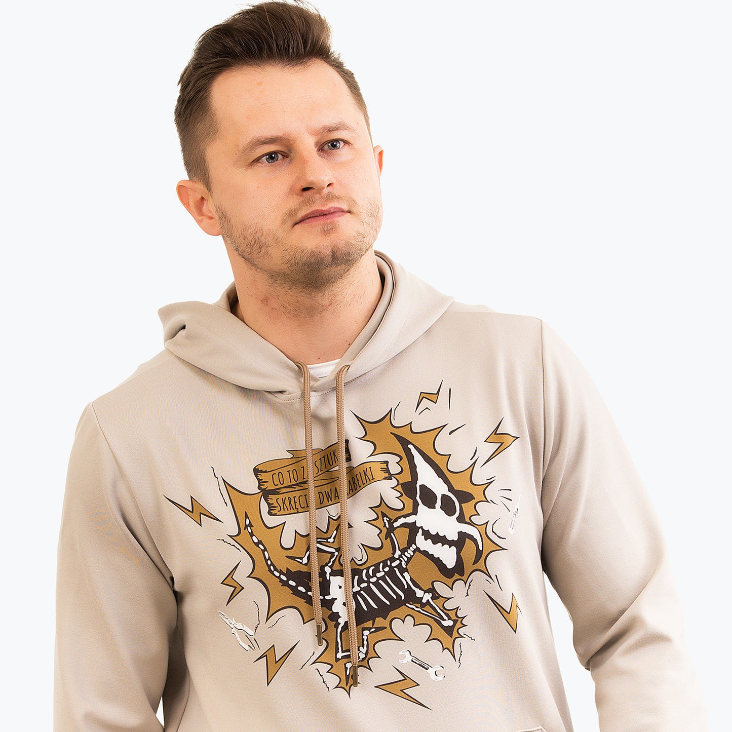 Bluza beżowa – Łecina – dwa kabelki