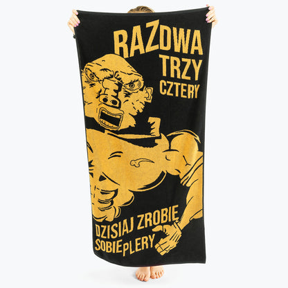 Blok Ekipa | duży ręcznik kąpielowy 140×70 | żółto czarny – Spejson | nowy kolor!