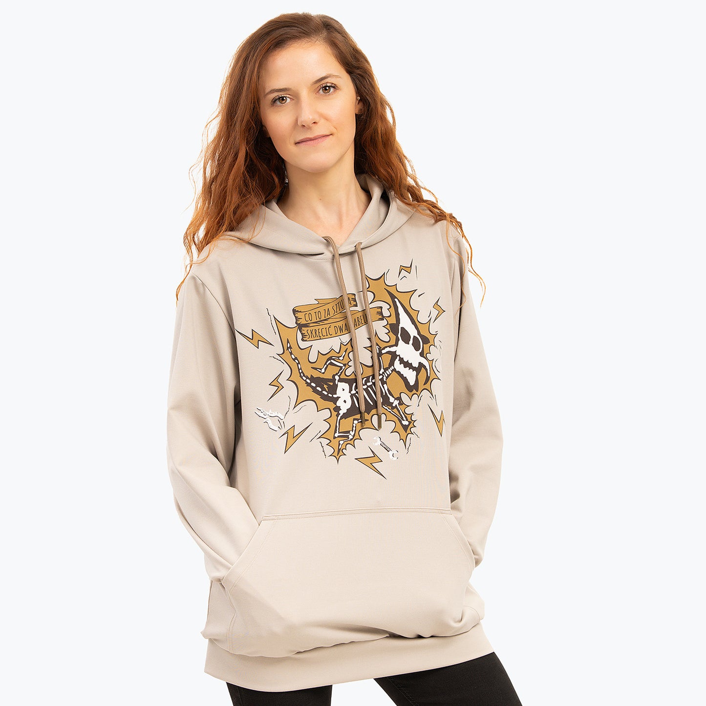 Bluza beżowa – Łecina – dwa kabelki