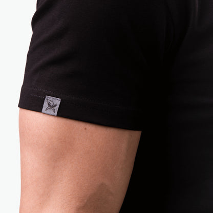 Koszulka czarna, haft kurvinox niebieski