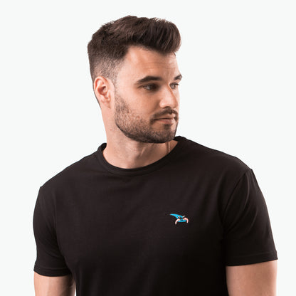 Koszulka czarna, haft kurvinox niebieski