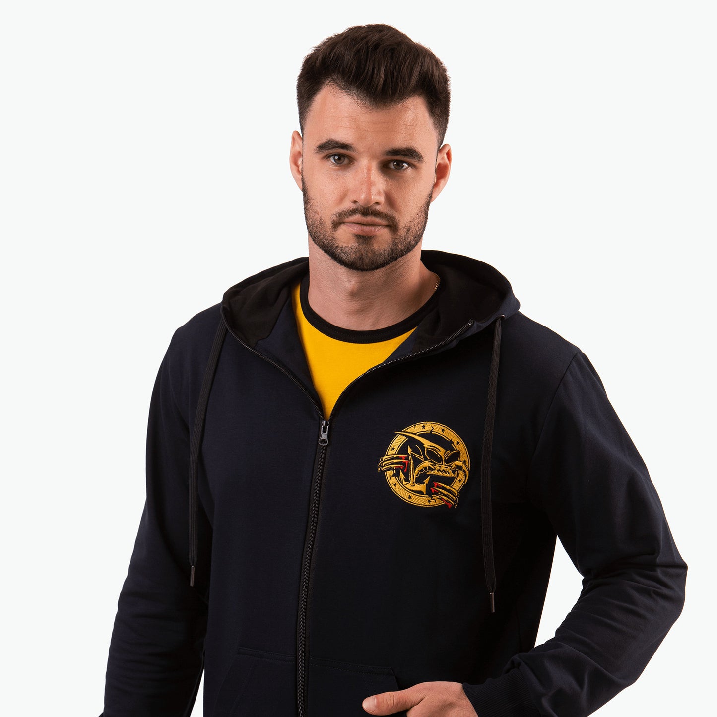 Bluza rozpinana dark navy, Kurvinox żółty PREMIUM