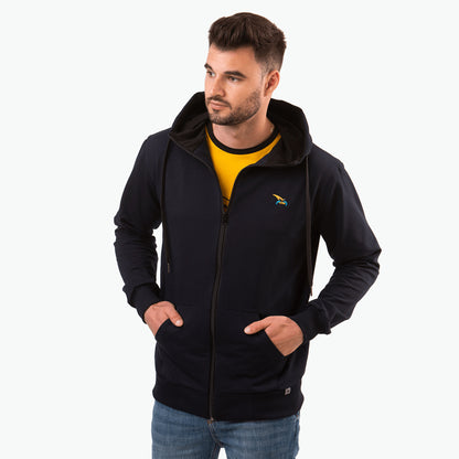 Bluza rozpinana dark navy, haft kurvinox żółty