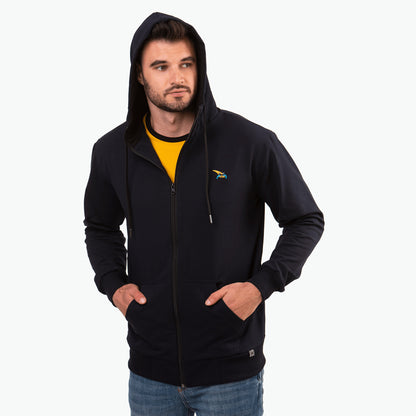 Bluza rozpinana dark navy, haft kurvinox żółty