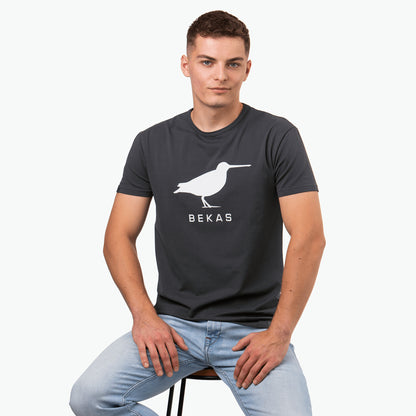 Szara koszulka męska - Bekas, biała guma