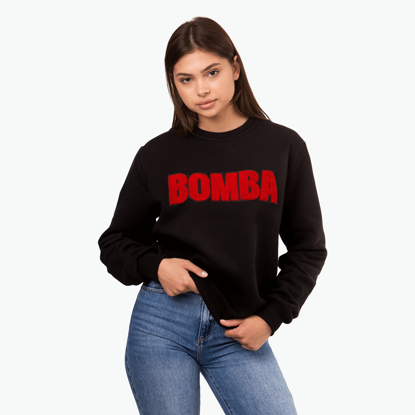 Bluza czarna, haft BOMBA - czerwony