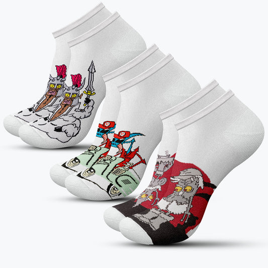 Zestaw 3 par białych skarpet do kostek – Galak-Pizza, Pietrzykowski, Sułtan kosmitów