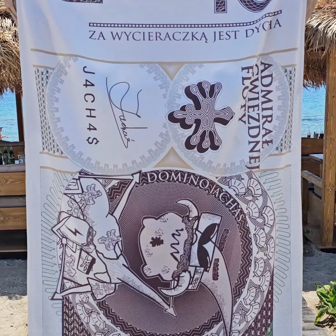 Bardzo duży koc plażowy | Jachaś | za wycieraczką jest dycha 100x180cm
