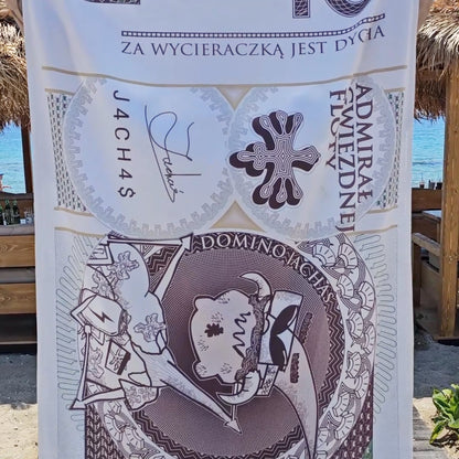 Bardzo duży koc plażowy | Jachaś | za wycieraczką jest dycha 100x180cm
