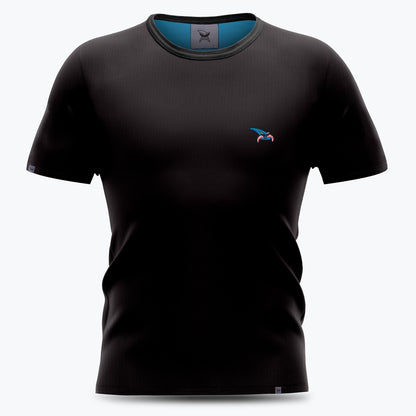 Koszulka czarna, haft kurvinox niebieski