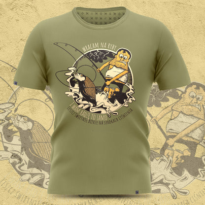 Koszulka zielona – wędkarska Janusz – wracam na ryby